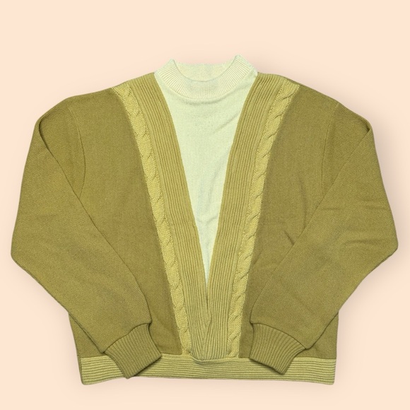 Vintage 1950s Campus Sweater Large Yellow Virgin Orlon Acrylic 50s 60s